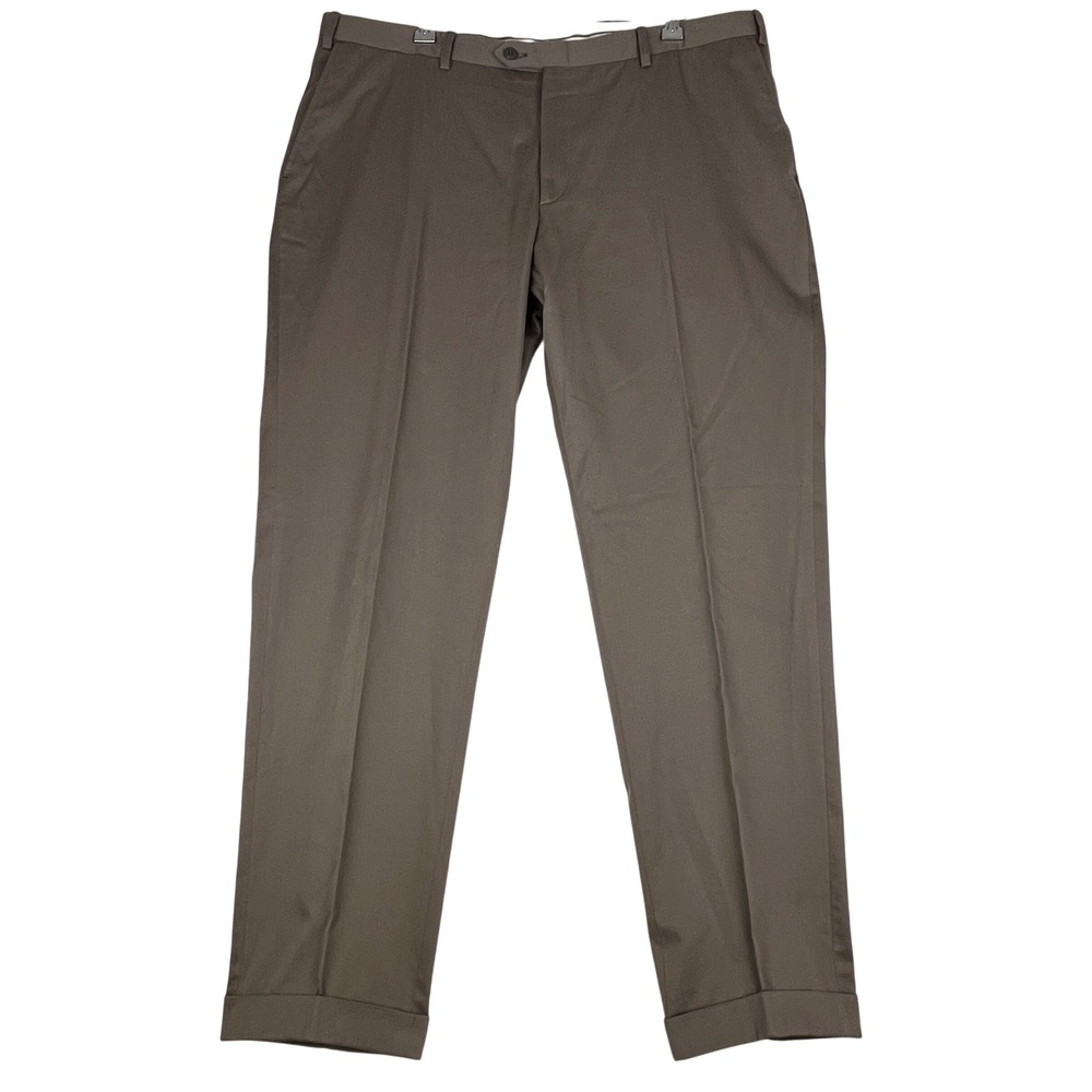 Brioni Tigullio Dress Pants Mens US 42R (58R) Brown Cotton Cashmere Italy
